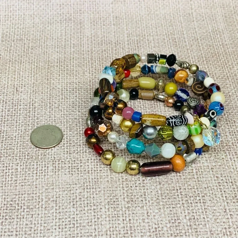 Multi Bead Memory Coil Bracelet